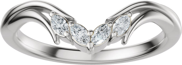 14K Gold Marquise Natural Diamond Contour Band - 1/8 CTW (Style 689541) - White Gold - view 8