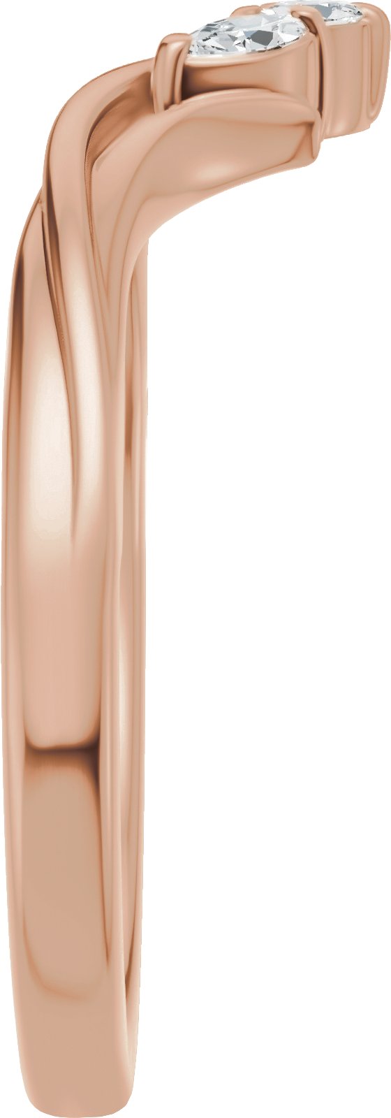 14K Gold Marquise Natural Diamond Contour Band - 1/8 CTW (Style 689541) - Rose Gold - view 9