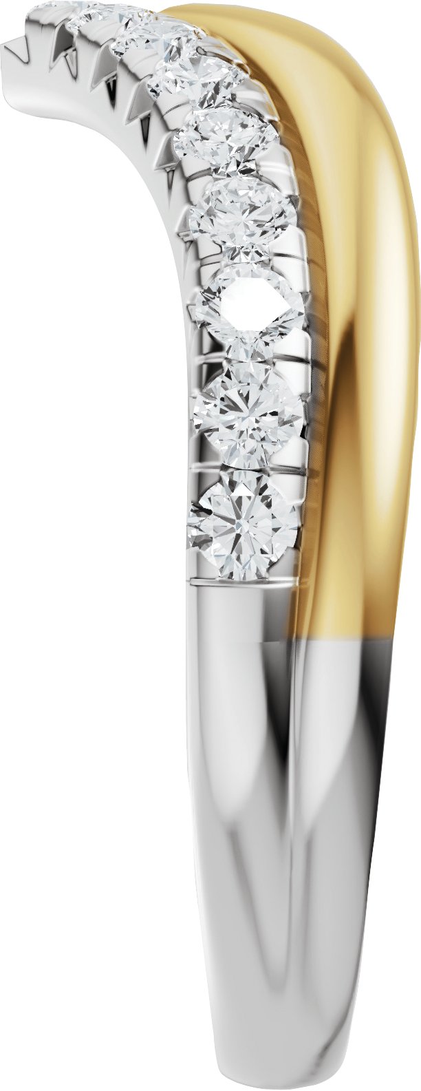 14K Gold Round Lab-Grown Diamond Contour Band - 1/3 CTW (Style 689543) - Yellow/White Gold - view 9
