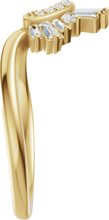14K Gold Straight Baguette Natural Diamond Contour Band – 3x1.5mm - Yellow Gold - view 4