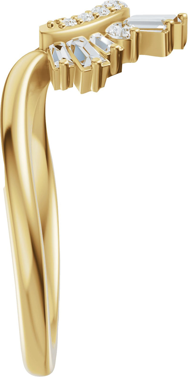 14K Gold Straight Baguette Natural Diamond Contour Band – 3x1.5mm - Yellow Gold - view 4