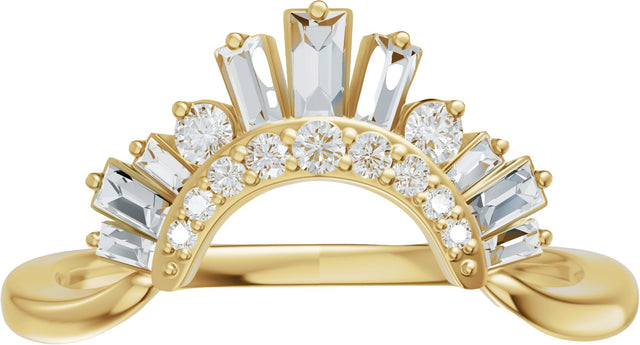 14K Gold Straight Baguette Natural Diamond Contour Band – 3x1.5mm - Yellow Gold - view 3