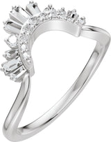 14K Gold Straight Baguette Natural Diamond Contour Band – 3x1.5mm - White Gold
