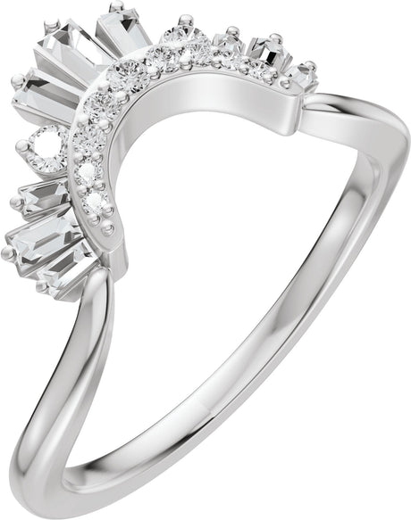 Platinum Straight Baguette Natural Diamond Contour Band – 3x1.5mm