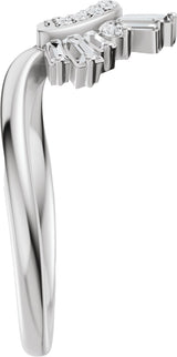 14K Gold Straight Baguette Natural Diamond Contour Band – 3x1.5mm - White Gold - view 4