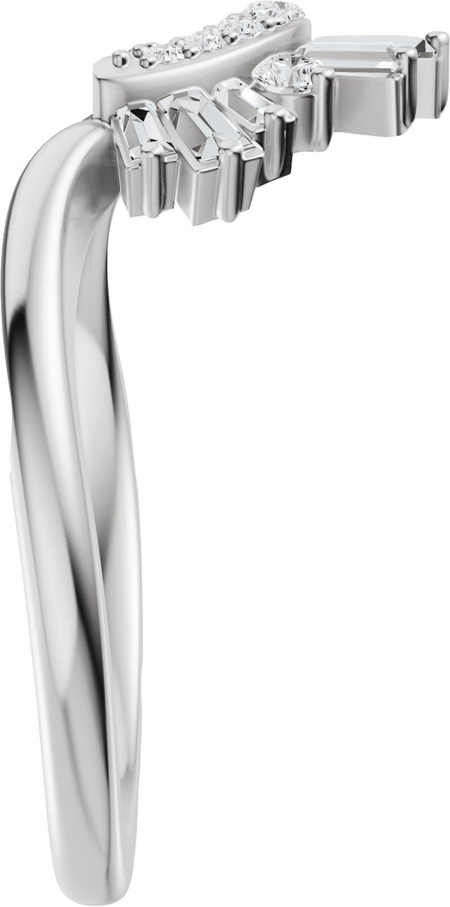 14K Gold Straight Baguette Natural Diamond Contour Band – 3x1.5mm - White Gold - view 4