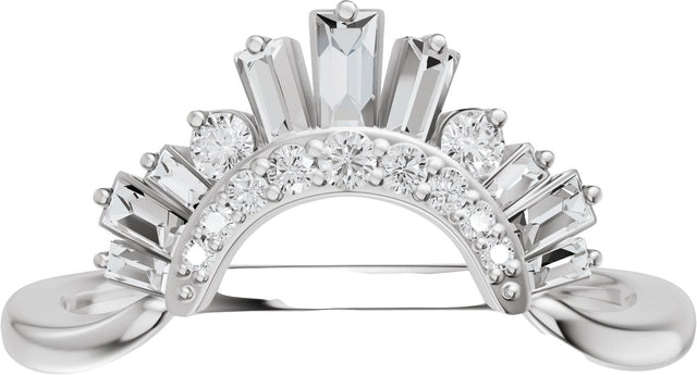 14K Gold Straight Baguette Natural Diamond Contour Band – 3x1.5mm - White Gold - view 3