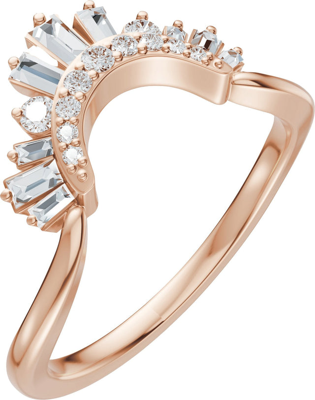14K Gold Straight Baguette Natural Diamond Contour Band – 3x1.5mm - Rose Gold
