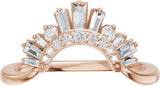 14K Gold Straight Baguette Natural Diamond Contour Band – 3x1.5mm - Rose Gold - view 3