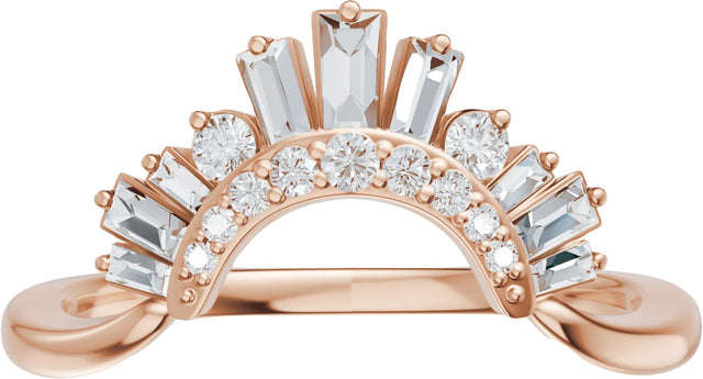 14K Gold Straight Baguette Natural Diamond Contour Band – 3x1.5mm - Rose Gold - view 3