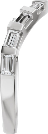 Platinum Straight Baguette Natural Diamond Contour Band - 3/8 CTW - view 9