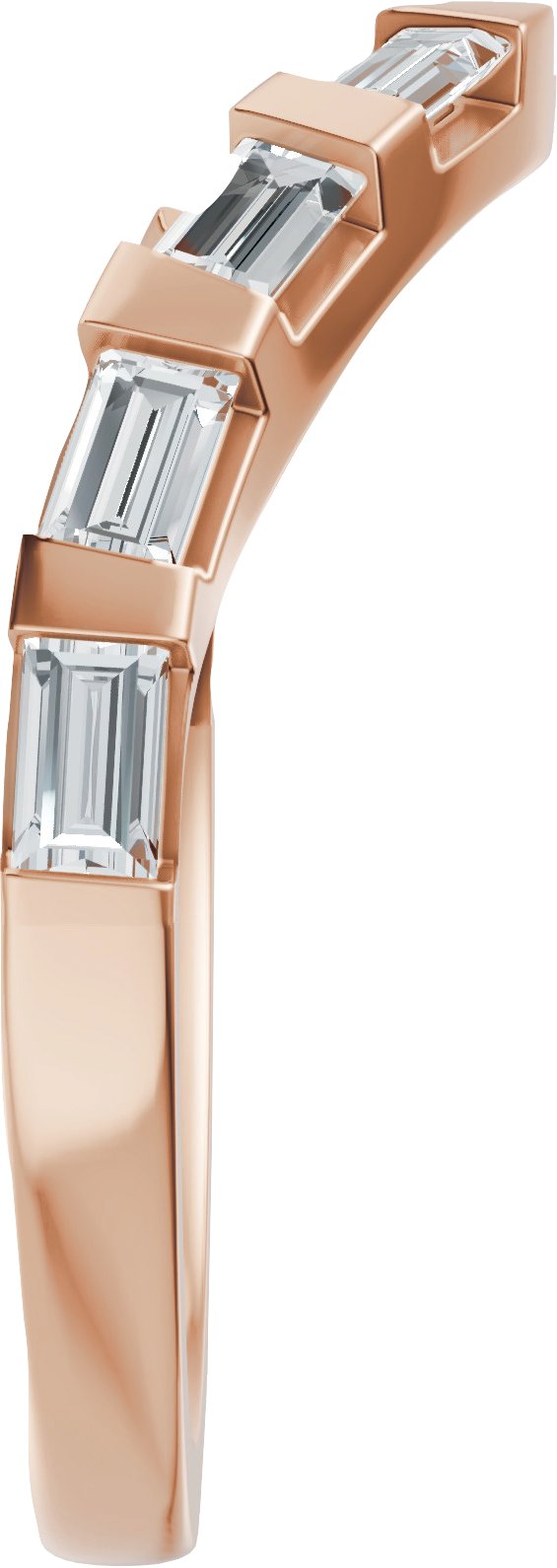 14K Gold Straight Baguette Lab-Grown Diamond Contour Band - 3/8 CTW - Rose Gold - view 9