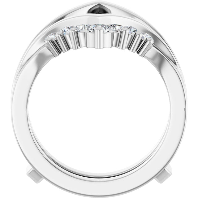 14K Gold Round Lab-Grown Diamond Accented V Ring Guard - White Gold - view 2