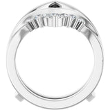 Platinum Round Natural Diamond Accented V Ring Guard - view 2
