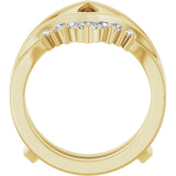 14K Gold Round Natural Diamond Accented V Ring Guard - Yellow Gold - view 2