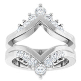 Platinum Round Natural Diamond Accented V Ring Guard - view 3