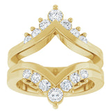 14K Gold Round Lab-Grown Diamond Accented V Ring Guard - Yellow Gold - view 3