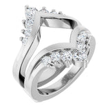 Platinum Round Lab-Grown Diamond Accented V Ring Guard