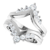 Platinum Round Natural Diamond Accented V Ring Guard - view 5