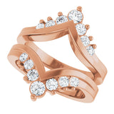 14K Gold Round Lab-Grown Diamond Accented V Ring Guard - Rose Gold - view 5