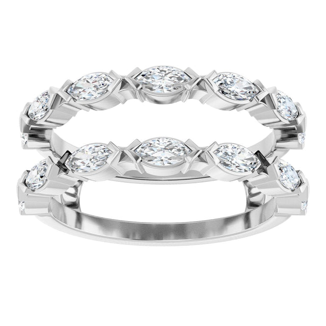 Platinum Marquise Natural Diamond Accented Ring Guard - 1/2-1 CTW - view 8