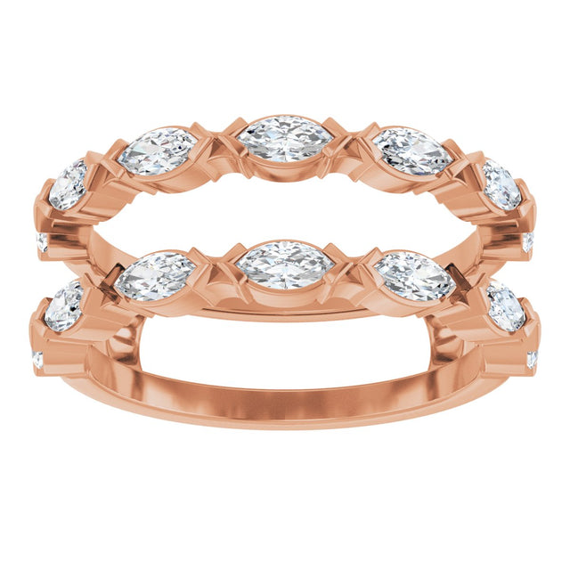 14K Gold Marquise Lab-Grown Diamond Accented Ring Guard - 3/8-7/8 CTW - Rose Gold - view 8