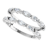 Platinum Marquise Natural Diamond Accented Ring Guard - 1/2-1 CTW - view 10
