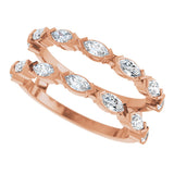 14K Gold Marquise Natural Diamond Accented Ring Guard - 1/2-1 CTW - Rose Gold - view 10