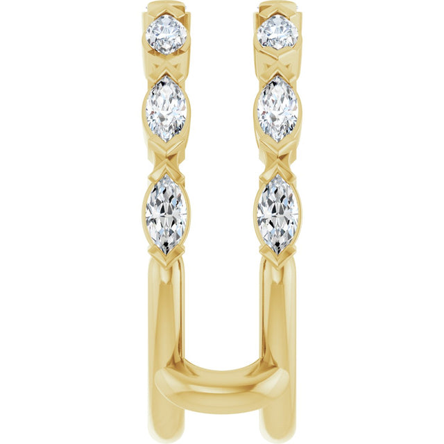 14K Gold Marquise Lab-Grown Diamond Accented Ring Guard - 3/8-7/8 CTW - Yellow Gold - view 9