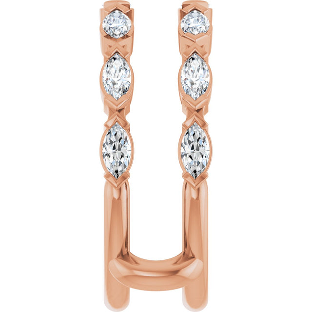 14K Gold Marquise Lab-Grown Diamond Accented Ring Guard - 3/8-7/8 CTW - Rose Gold - view 9