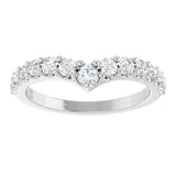 Platinum Round Natural Diamond Accented Contour Band – 2.7mm Stones - view 3