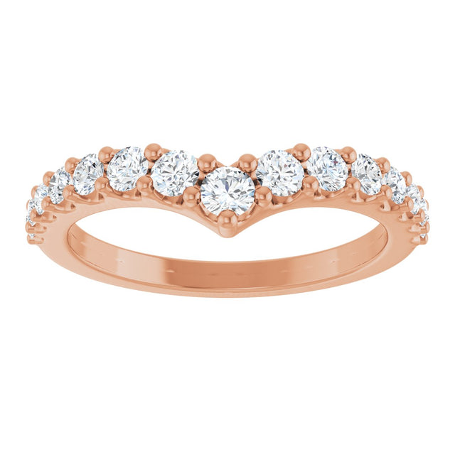 14K Gold Round Lab-Grown Diamond Accented Contour Band – 2.7mm Stones - Rose Gold - view 3