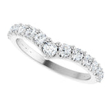 Platinum Round Lab-Grown Diamond Accented Contour Band – 2.7mm Stones - view 5