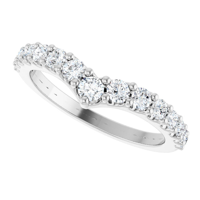 Platinum Round Lab-Grown Diamond Accented Contour Band – 2.7mm Stones - view 5