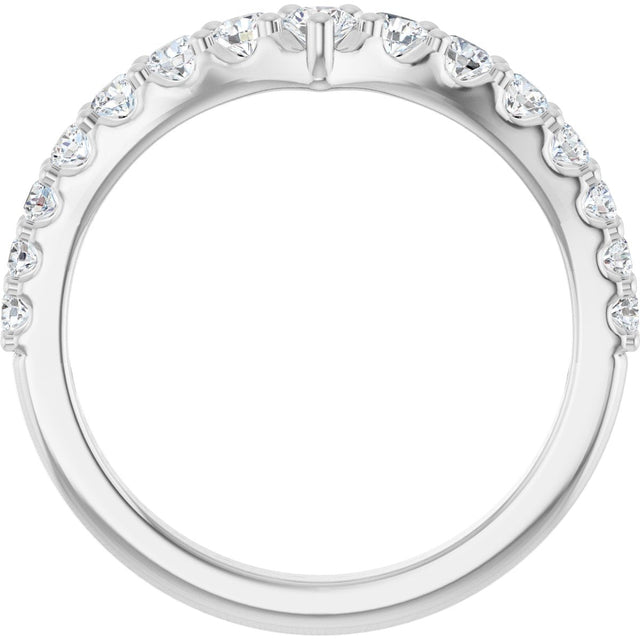 Platinum Round Lab-Grown Diamond Accented Contour Band – 2.7mm Stones - view 2