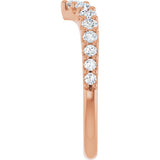 14K Gold Round Lab-Grown Diamond Accented Contour Band – 2.7mm Stones - Rose Gold - view 4