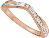 14K Gold Straight Baguette Lab-Grown Diamond Accented Contour Band - 1/2 CTW - Rose Gold - view 10