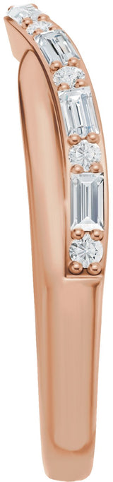 14K Gold Straight Baguette Natural Diamond Accented Contour Band - 1/2 CTW - Rose Gold - view 9