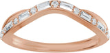 14K Gold Straight Baguette Natural Diamond Accented Contour Band - 1/2 CTW - Rose Gold - view 8