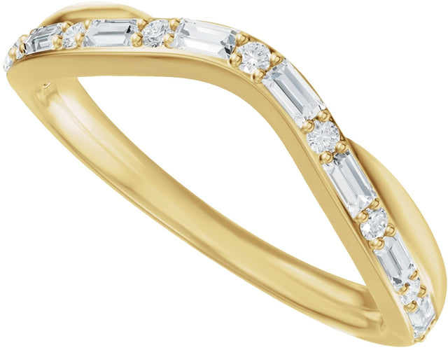 14K Gold Straight Baguette Natural Diamond Accented Contour Band - 1/2 CTW - Yellow Gold - view 10