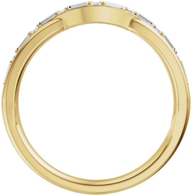 14K Gold Straight Baguette Lab-Grown Diamond Accented Contour Band - 1/2 CTW - Yellow Gold - view 7