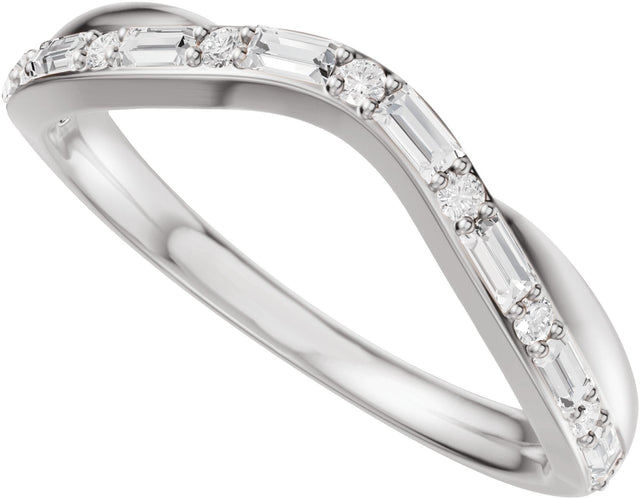 14K Gold Straight Baguette Natural Diamond Accented Contour Band - 1/2 CTW - White Gold - view 10