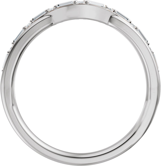 Platinum Straight Baguette Natural Diamond Accented Contour Band - 1/2 CTW - view 7