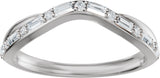 Platinum Straight Baguette Natural Diamond Accented Contour Band - 1/2 CTW - view 8
