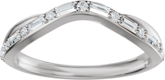 Platinum Straight Baguette Natural Diamond Accented Contour Band - 1/2 CTW - view 8