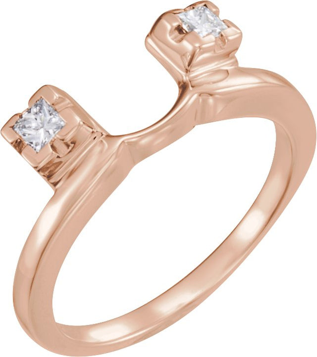 14K Gold Square Natural Diamond Wrap-Style Ring Enhancer – 3x3mm - Rose Gold