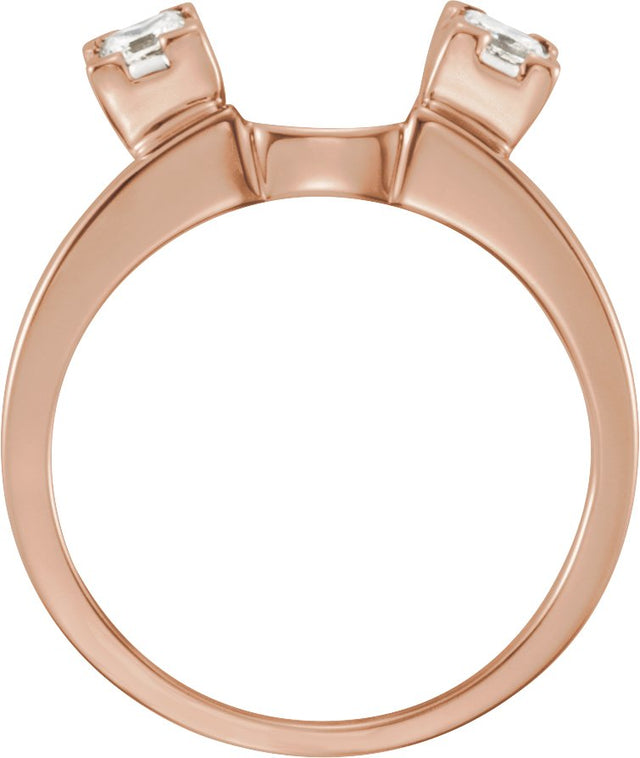 14K Gold Square Natural Diamond Wrap-Style Ring Enhancer – 3x3mm - Rose Gold - view 2
