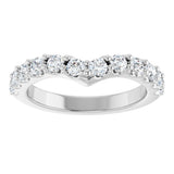Platinum Round Natural Diamond Accented V Contour Band - view 3
