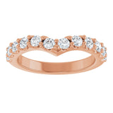 14K Gold Round Lab-Grown Diamond Accented V Contour Band - Rose Gold - view 3