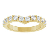 14K Gold Round Natural Diamond Accented V Contour Band - Yellow Gold - view 3